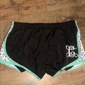 Women's Monogrammed “C” Black and Mint Athletic Shorts